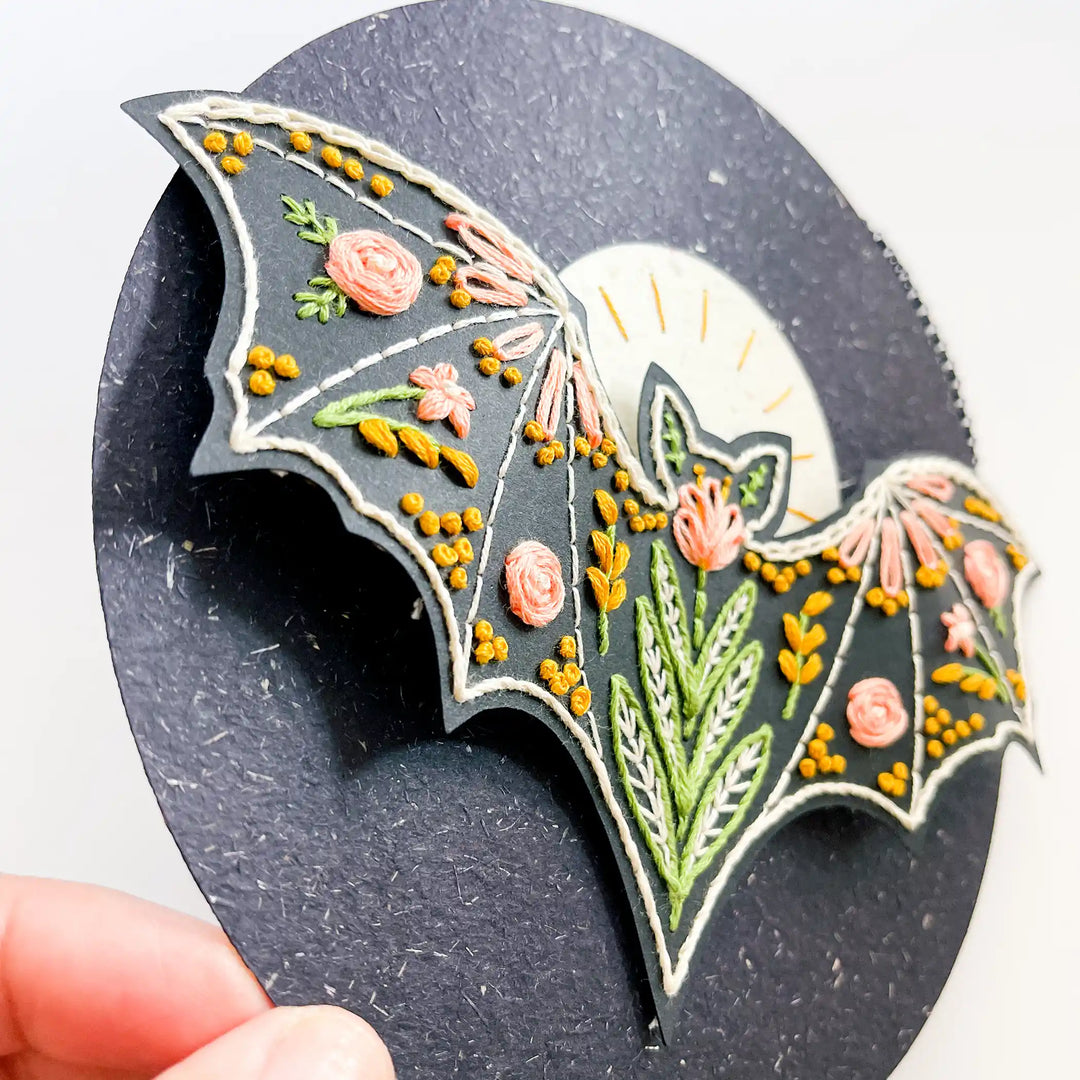 Moonlit Bat & Blooms Wall Hanging