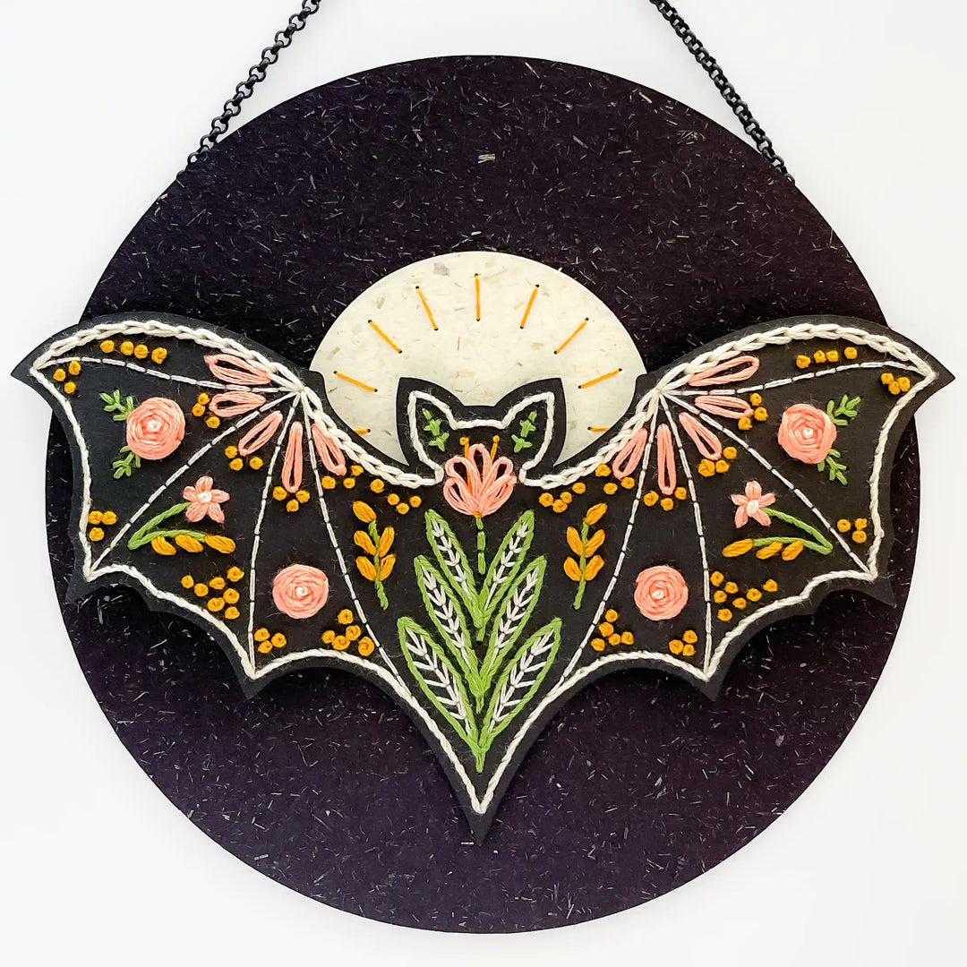 Moonlit Bat & Blooms Wall Hanging