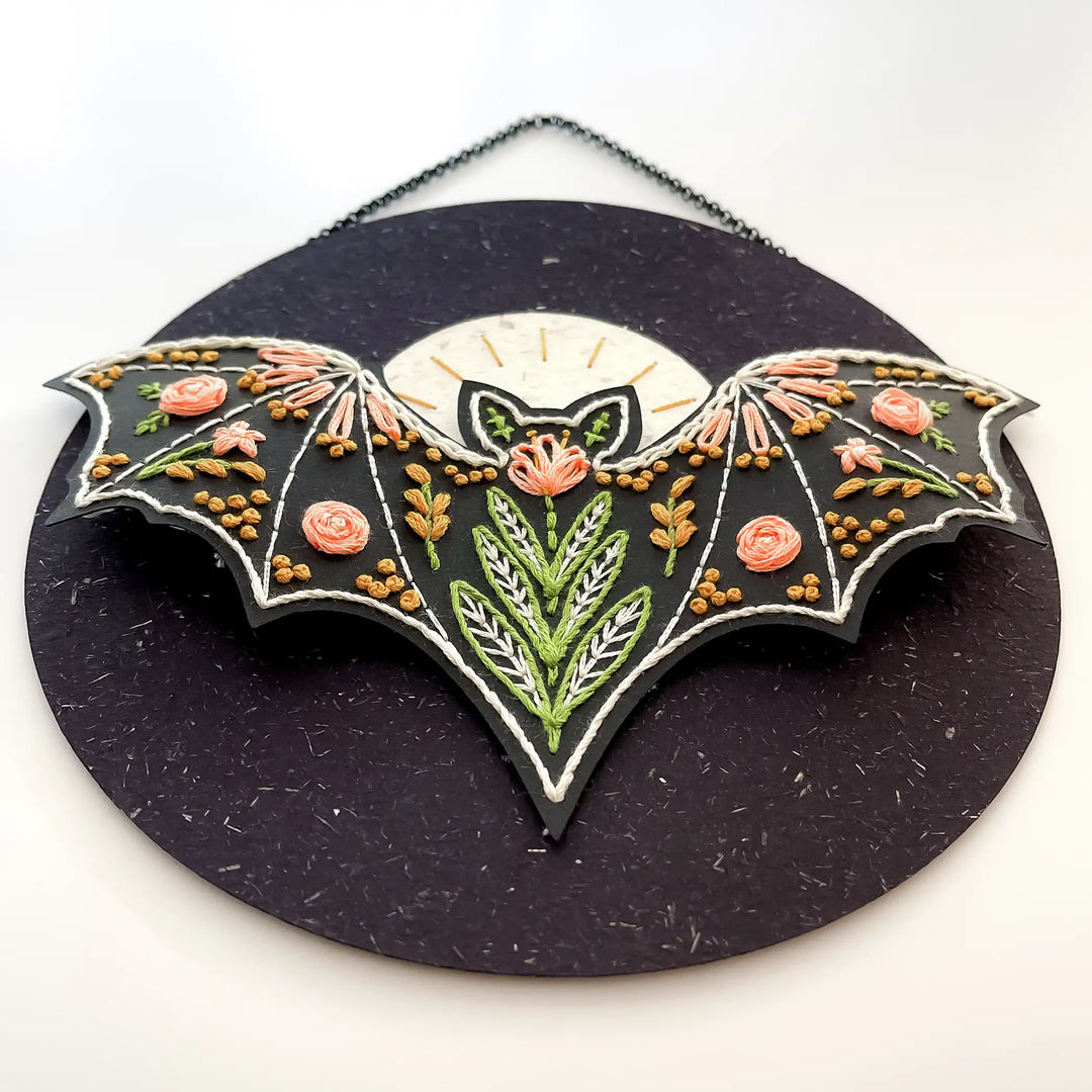Moonlit Bat & Blooms Wall Hanging