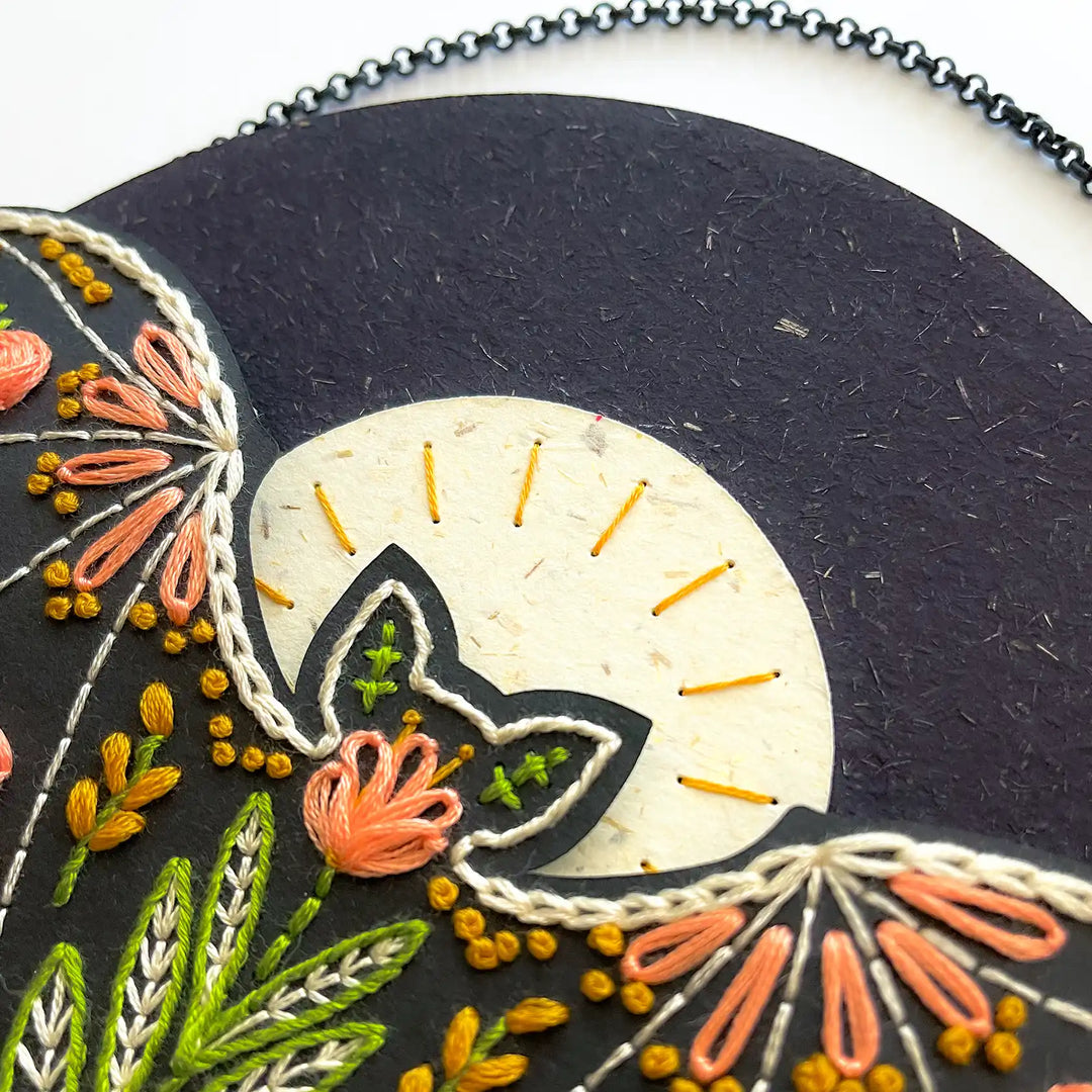 Moonlit Bat & Blooms Wall Hanging