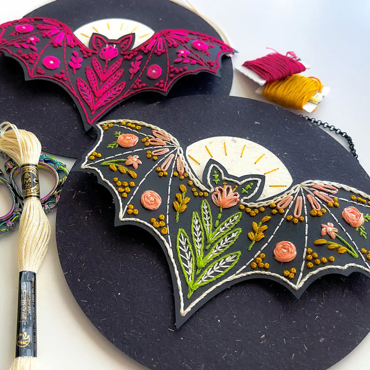 Moonlit Bat & Blooms Wall Hanging