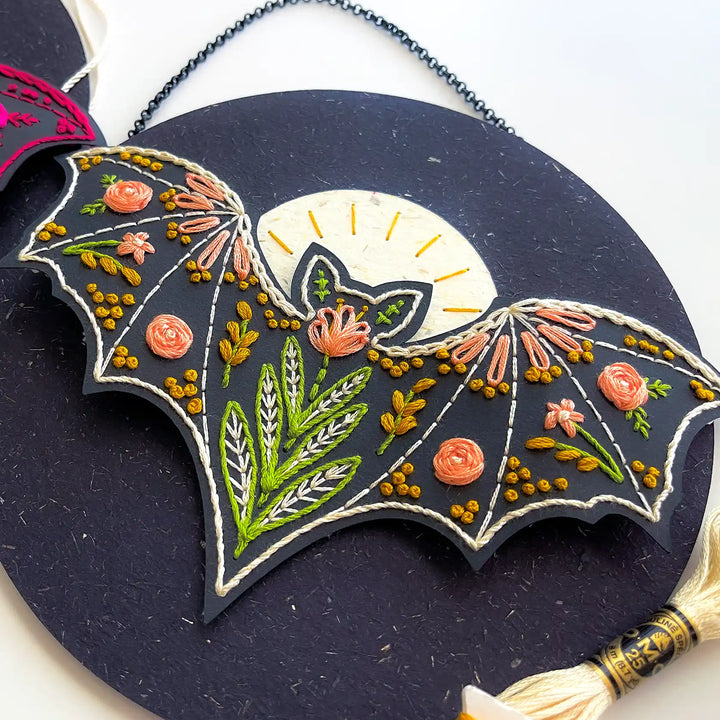 Moonlit Bat & Blooms Wall Hanging