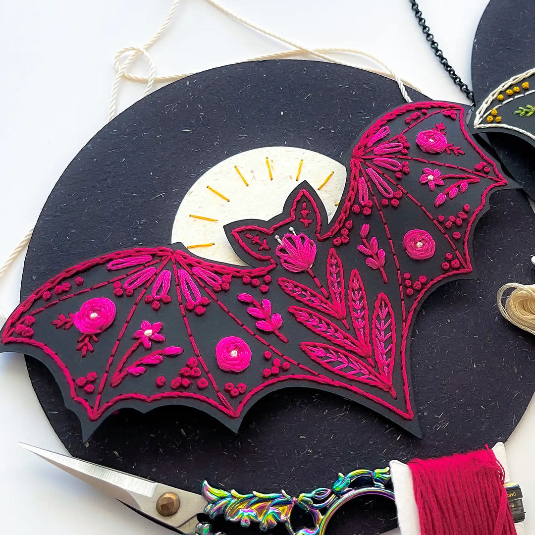 Moonlit Bat & Blooms Wall Hanging