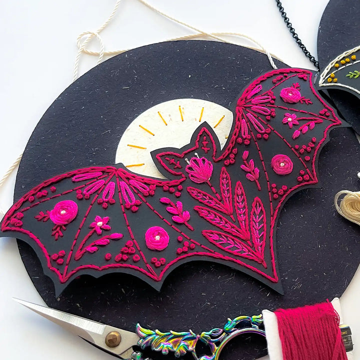 Moonlit Bat & Blooms Wall Hanging